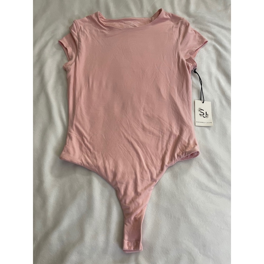 Sincerely Jules Womens Pink Short Sleeve Crew Neck Bodysuit BNJI113 QFA Size M